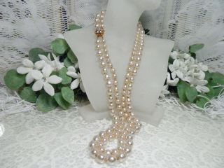 Flawless Classic 2 Strand Miriam Haskell Long Baroque Pearl Necklace