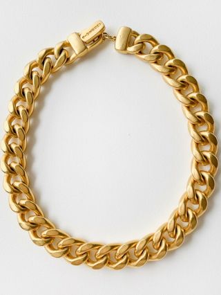 Authentic Givenchy Gold Tone Bold Chain Link Choker Necklace Vintage