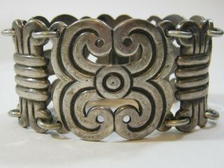 Massive Mexican Silver Deco Bracelet - Signed - Pre 1948 - 117 Grams - On