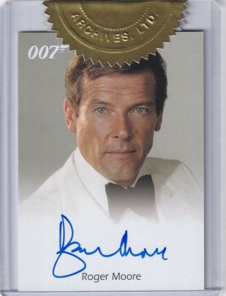 James Bond Dangerous Liaisons Gold Seal - Roger Moore Autograph Card