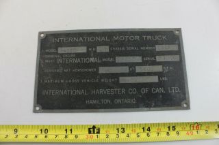 Vintage International Harvester Motor Truck Engine Motor Tag Badge Part 2 - A10