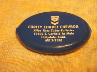 Vintage Blue Advertising Curley Chavez Chevron Service Station Rubber Coin Purse