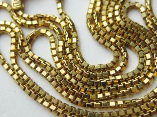Vintage 14k Yellow Gold Box Chain 18 " Long Necklace 2.  8g