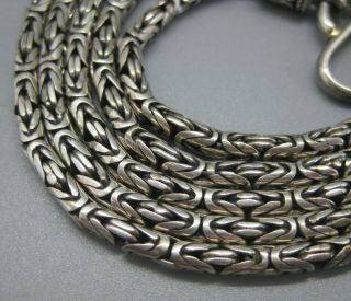 Fine Vintage Sterling Silver 30 " Long Byzantine Chain Link Rope Necklace 39g