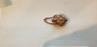 Vintage Miniature 14 Kt.  Yellow And White And Rose Gold Perfume Bottle Charm