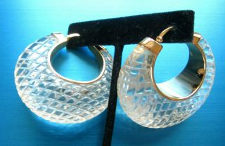Reserved Celine Paris Gorgeous Authentic Lucite Gold Plate Art Deco Earrings