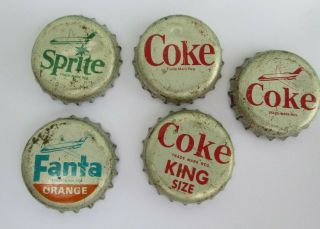 Je 5 Vintage Coke Soda Bottle Fanta Sprite Airplane Coke King Size Canada Cork