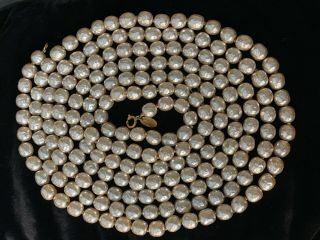 Vintage Signed Miriam Haskell 7.  5 Feet (90 Inch) Baroque Pearl Classic Necklace
