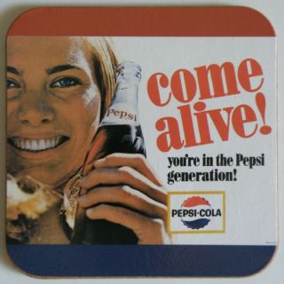 1960s Vintage Pepsi - Cola Come Alive Soda Soft - Drink Advertising Coaster Awesome