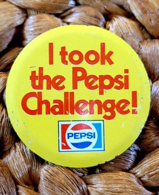 Vintage " I Took The Pepsi Challenge " Foldback Pin Badge Pepsi - Cola Logo 1980s