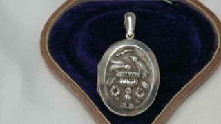 Large Victorian Solid Silver Locket Repousséd Aesthetic Ornate Love Token