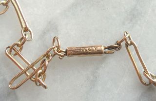 Fine16.  5 " Antique Victorian 9ct Rose Gold Fancy Link Necklace Chain Barrel Clasp