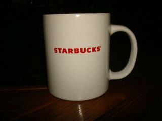 Starbucks White Coffee Mug With Red Lettering 2009 11 Oz Fast