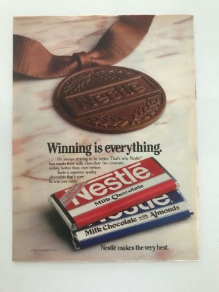 Nestle Milk Chocolate Bar Winning Is Everything Vintage 1983 Print Ad