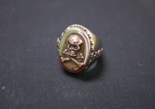 1940s - 1950s Vintage Mexican Biker Ring Us8 Skull & Crossbones Ring Made Mexico