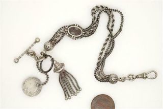 Antique Victorian English Sterling Silver Albertina Watch Chain Bracelet C1890