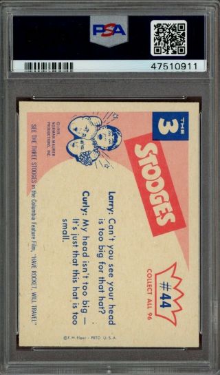 1959 Fleer The 3 Three Stooges 44 No Use.  That Hat Won ' t Fit PSA 9 2