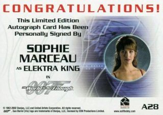 James Bond A28 The Quotable James Bond Sophie Marceau Autograph Card 2