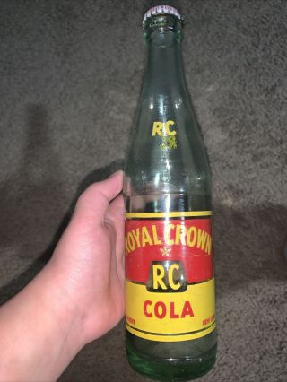 Vintage Royal Crown " Rc " Cola Bottle Pop Duraglass (circa 1954?)
