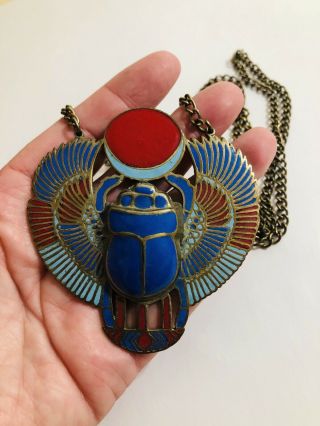 Art Deco Enamelled Egyptian Revival Enamel Necklace,  Piel Frerel???