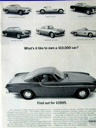 1964 Volvo P1800 Ferrari - Maserati - Facel Vega - Print Ad 8.  5 X 11 "