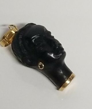 Vintage 18k Gold Black African Head Charm Italy (read)