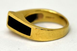 Vintage 14K Solid Yellow Gold,  Onyx with Diamond Ring Size 3.  5 2
