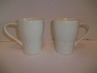 Two 2008 Design House Stockholm Sweden Starbucks Coffee Cup Mugs White 12 Oz