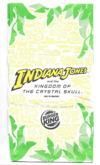 2008 Burger King Kids Meal Bag Indiana Jones Kingdom Of The Crystal Skull Jtc