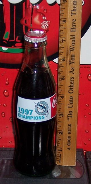 1998 Florida Marlins 1997 Baseball Champions 8 Ounce Glass Coca Cola Bottle