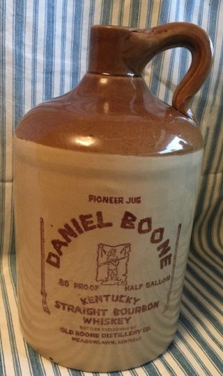 Pioneer Jug Daniel Boone Kentucky Straight Bourbon Whiskey Stoneware Pottery