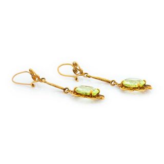 Antique Vintage Nouveau 18k Yellow Gold Etruscan Citrine Wedding Dangle Earrings 3