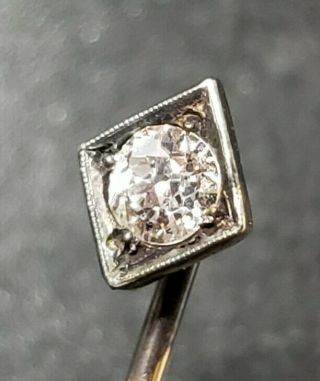 Antique 19th C.  Edwardian 14kt Gold & Diamond Stick Pin 1/3 Ct.