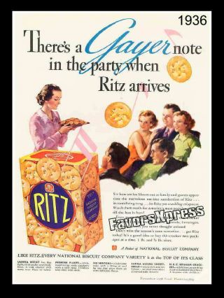 Vintage 1936 Ritz Crackers Ad Magnet Thin Flexible 4x3 In.