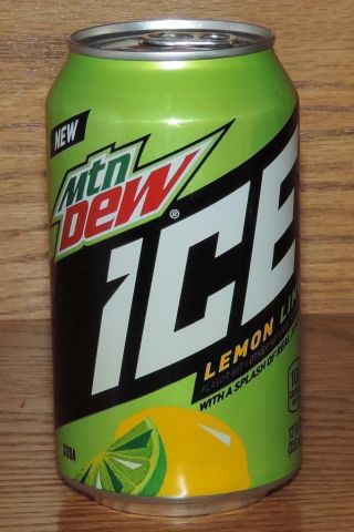 2018 Usa Mtn Dew " Ice " Lemon Lime Full 12oz 355ml Soda Can W/orig Contents