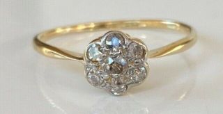 18ct Gold Diamond Ring Art Deco Daisy Head Cluster