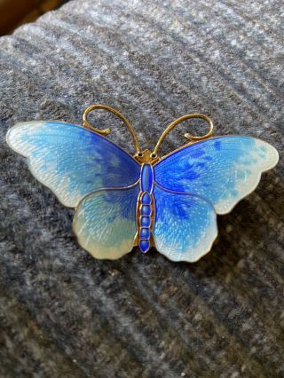 Vintage Sterling Silver Enamel David Andersen Norway Butterfly Pin Brooch