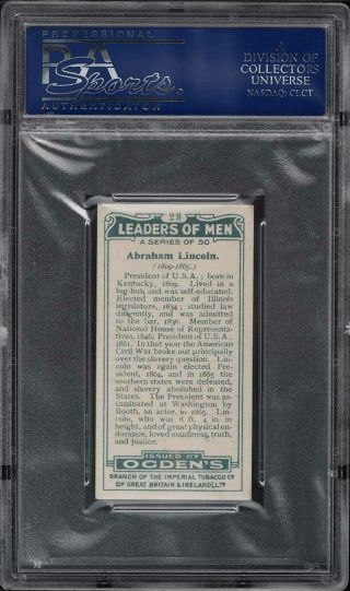 1924 Ogden ' s Leaders Of Men Abraham Lincoln 28 PSA 7.  5 NRMT, 2