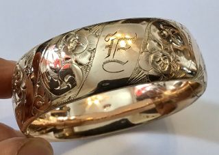 Vintage Victorian D.  I.  X.  12k Gold Filled Hinged Bracelet 2y