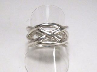 Tiffany & Co Sterling Silver Braided Knot Basket Weave Band Ring S 10