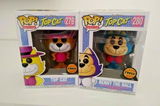 Funko Pop - Top Cat (279) & Benny The Ball (280) Chase Exc.  W/ Pop Protectors