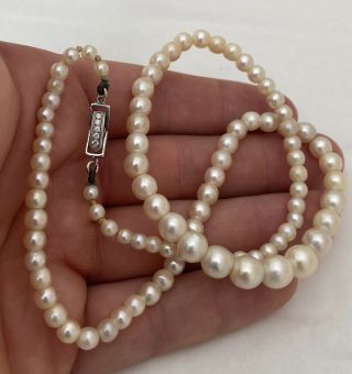 18ct Gold Diamond Clasp Cultured Pearl Necklace 18K 750. 3