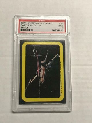 1977 Star Wars Topps 11 1st Series Sticker Battle In Outer Space Psa 9 Low Pop