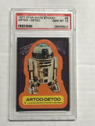 1977 Star Wars Topps 6 1st Series Sticker Artoo - Detoo Psa 10 Low Pop