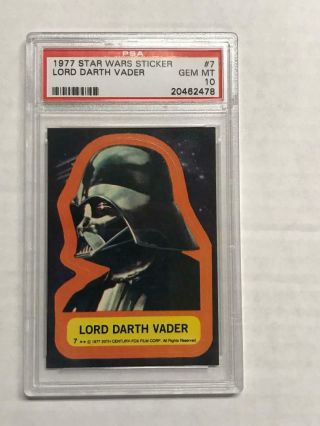 1977 Star Wars Topps 7 1st Series Sticker Lord Darth Vader Psa 10 Low Pop