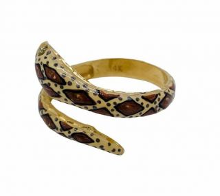 Gorgeous Solid 14k Yellow Gold Snake Serpent Ring Size 7.  5