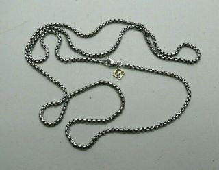 David Yurman 32 " Sterling Silver Cable Box Chain Necklace W/14k Gold Dy Charm