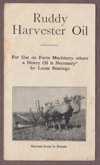 Standard Oil Co 1920s Advertising Brochure For Ruddy Harvester Oil & Thresher