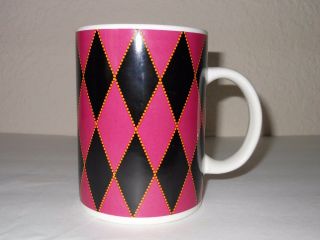 2004 Starbucks Mug Dark Pink & Black Diamonds Harlequin Argyle 16 Oz Coffee Cup