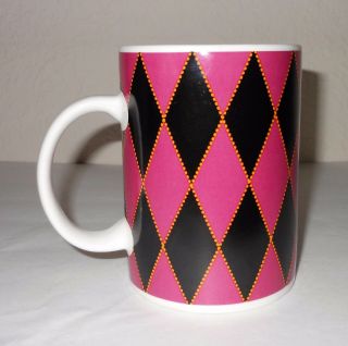 2004 Starbucks Mug Dark Pink & Black Diamonds Harlequin Argyle 16 Oz Coffee Cup 3